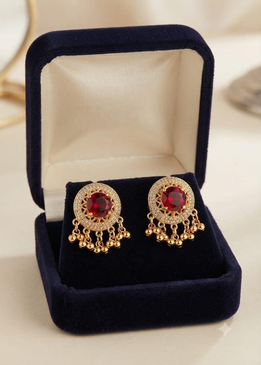 Royal Ruby Statement Earrings: Premium Handcrafted Gemstone Collection