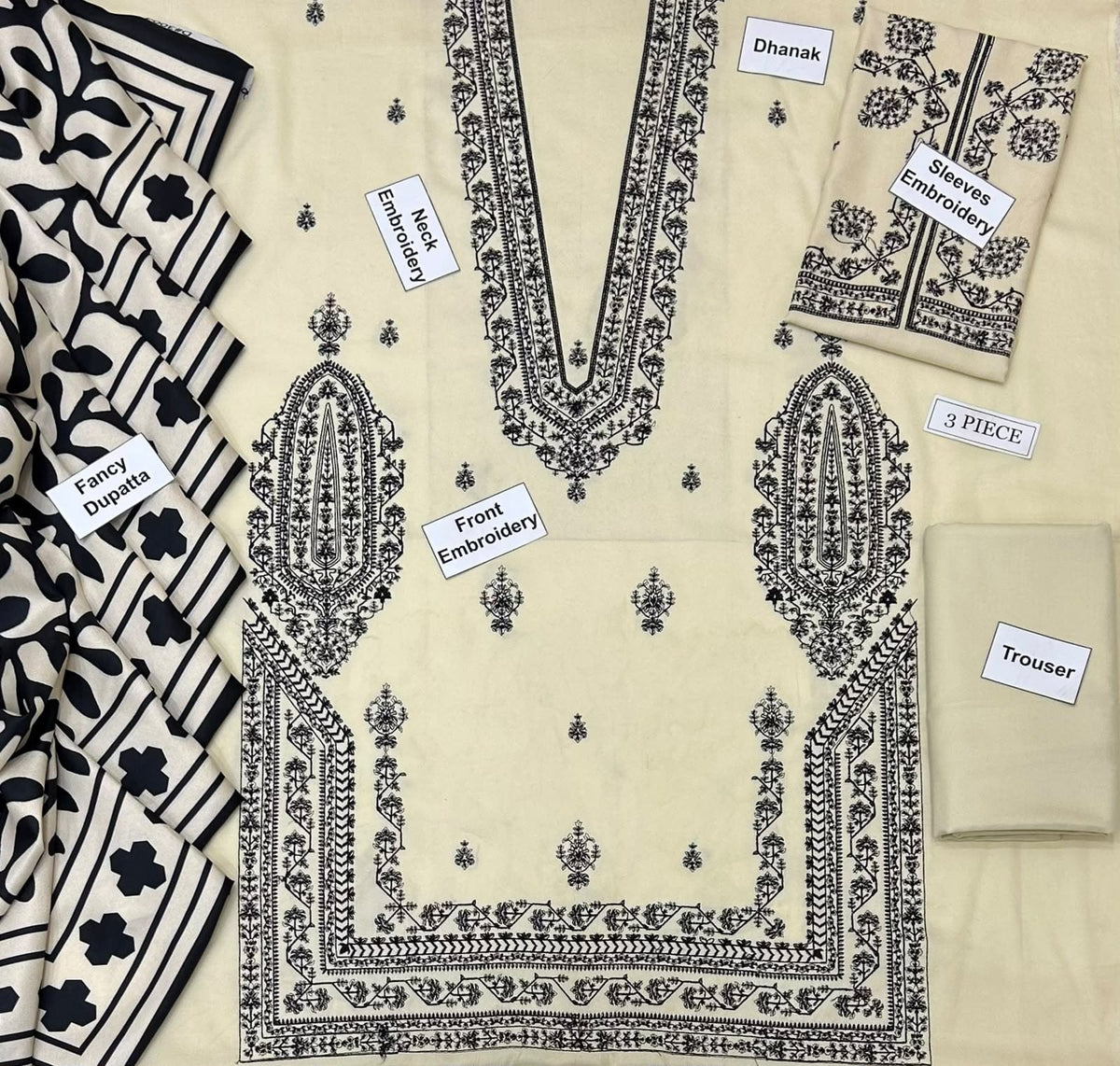 Karma Dhanak Vol. '26 – Premium 3-Piece Heavy Embroidered Unstitched Suit with Fancy Pashmina Shawl