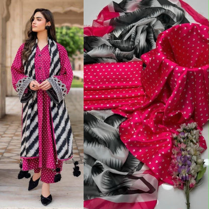 Lulusar Silk 3PC Unstitched Dress 2K26 | Premium Shamose Silk Digital Printed Collection | Printed Shirt, Dyed Trouser & Silk Dupatta