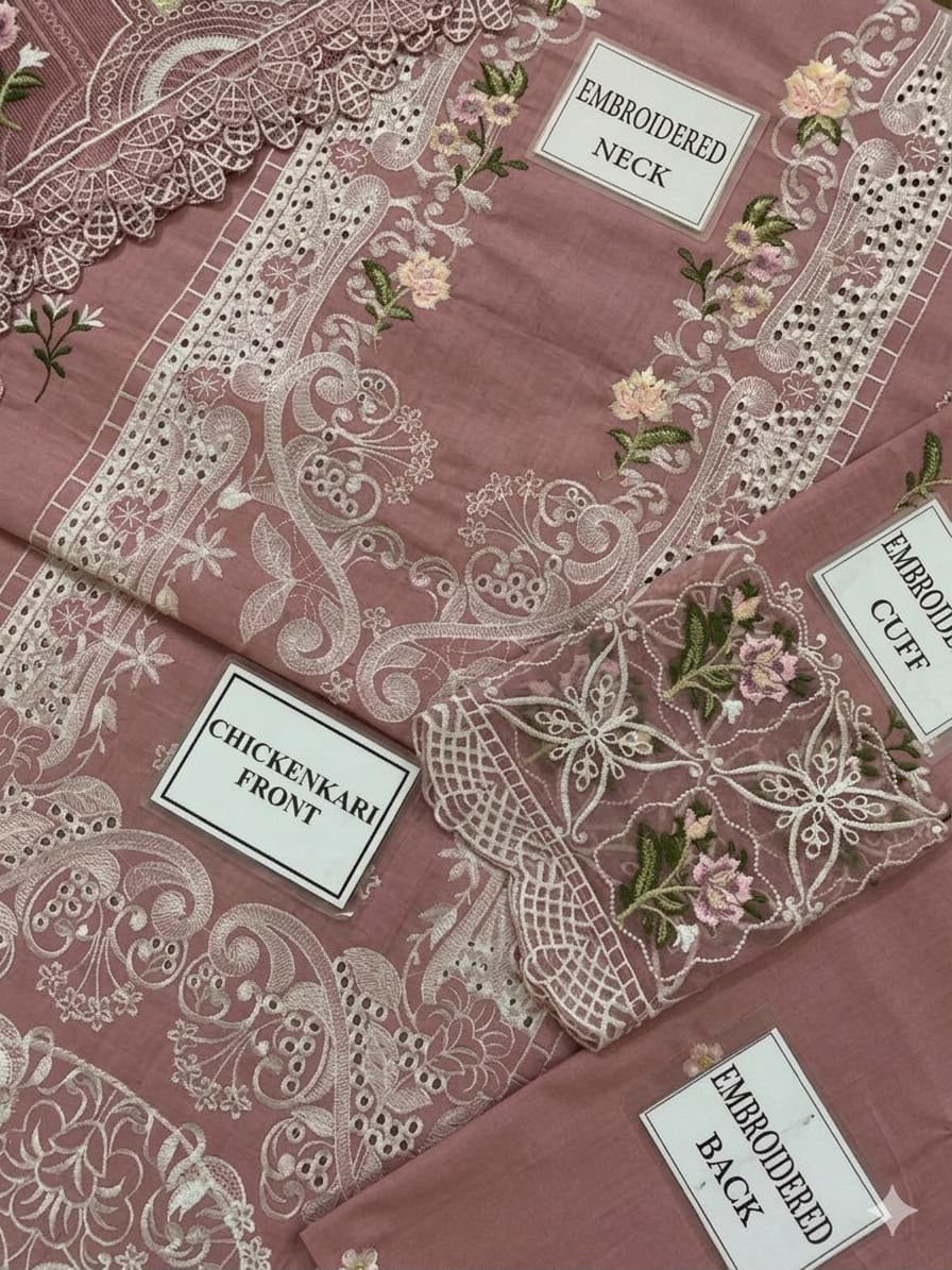 ELAF Premium Chickenkari Collection 2026 | 3Pc Heavy Embroidered Lawn Suit with Khaddi Net Dupatta