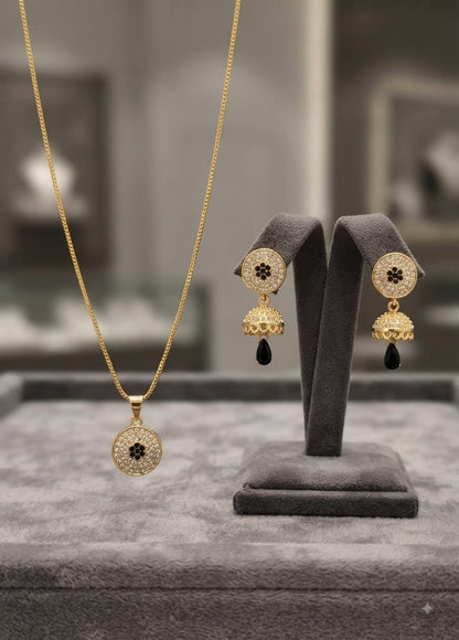 Premium Gold-Plated Necklace & Jhumka Earrings Jewelry Set – Elegant Bridal, Party Wear & Festive Jewelry