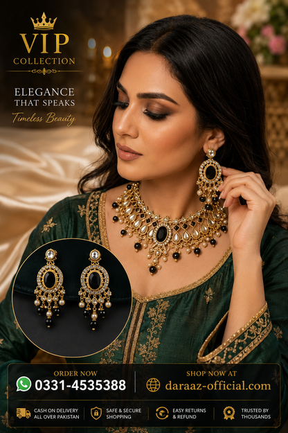 VIP Collection Royal Ethnic Jewelry Set for Women – Premium Gold-Tone Necklace, Earrings & Maang Tikka with Ruby Red Stones | Wedding & Party Wear Jewelry