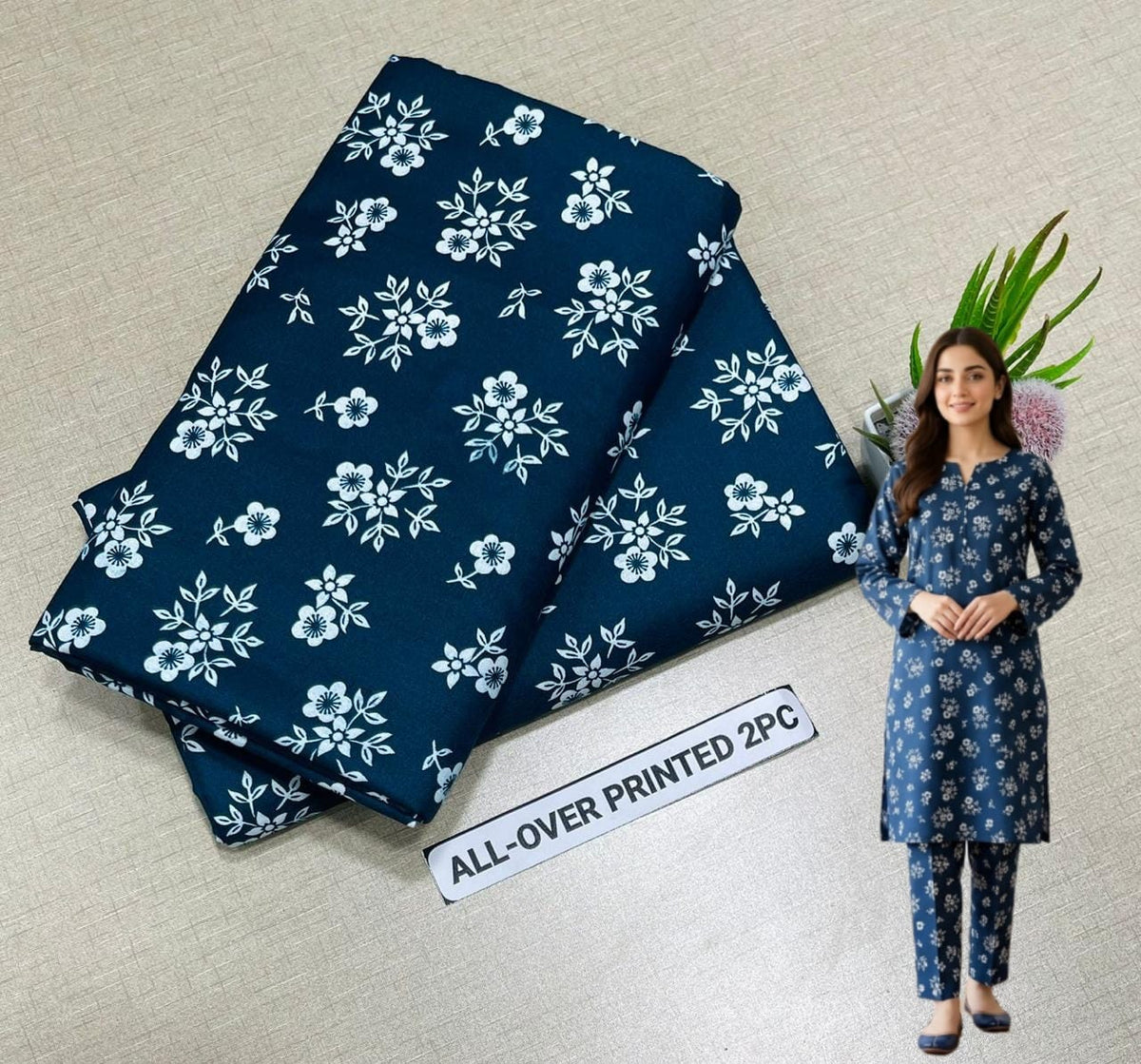 🌸 Floral Bloom Premium Digital Print 2PC Unstiched Suit| Summer Collection 2026 | Elegant Poly Cotton