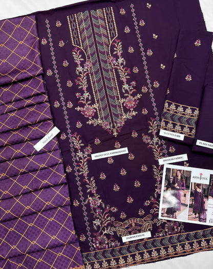 Premium Airjet Dhanak Embroidered Suit with Digital Wool Shawl | Baroque & Asim Jofa Winter Collection 2026-27