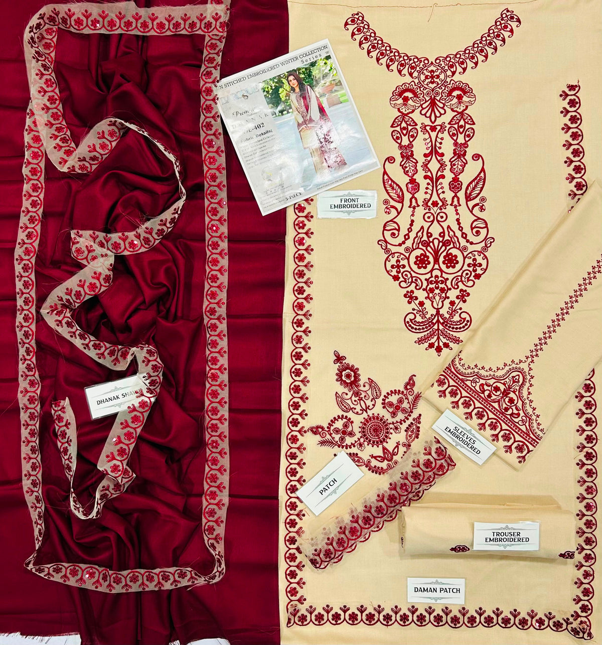 Baroque Premium Version Winter Dhanak 3PC Embroidered Suit 2026/27 | Luxury Heavy Thread & Multi-Sequence Embroidery | Dhanak Shawl Collection | Premium Winter Wear