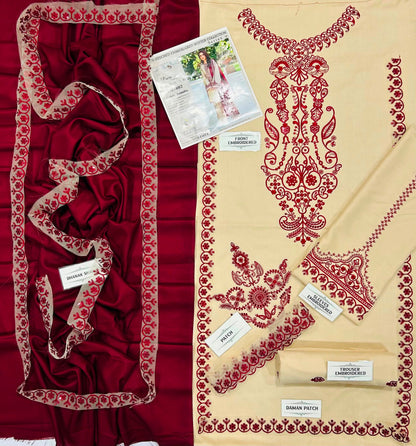 Baroque Premium Version Winter Dhanak 3PC Embroidered Suit 2026/27 | Luxury Heavy Thread & Multi-Sequence Embroidery | Dhanak Shawl Collection | Premium Winter Wear