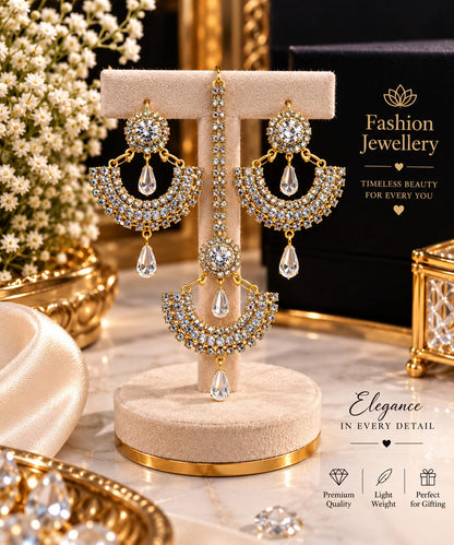 Elegant Black Crystal Gold-Plated Long Dangle Earrings for Women | Designer Party Wear Chandelier Earrings