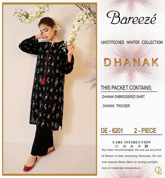 Bareeze 6201 2PC | Premium Dhanak Winter Collection 2026–27 | Heavy Embroidered Front, Sleeves & Back
