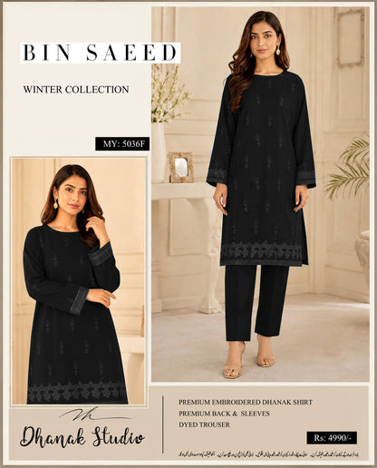 ✨ Bin Saeed Premium Dhanak Embroidered 2PC Unstiched Suit| Winter Collection 2026 ✨