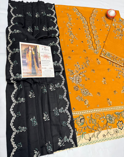 Zaha 6200 Premium Winter Dhanak Collection 2026-27 | Heavy Embroidered 3-Piece Suit