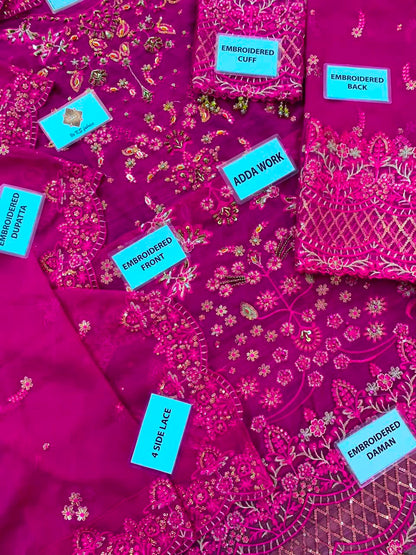 Emaan Adeel Luxury Heavy Embroidered Chiffon 3PC Suit with Addawork, Cutwork & Tassel Details
