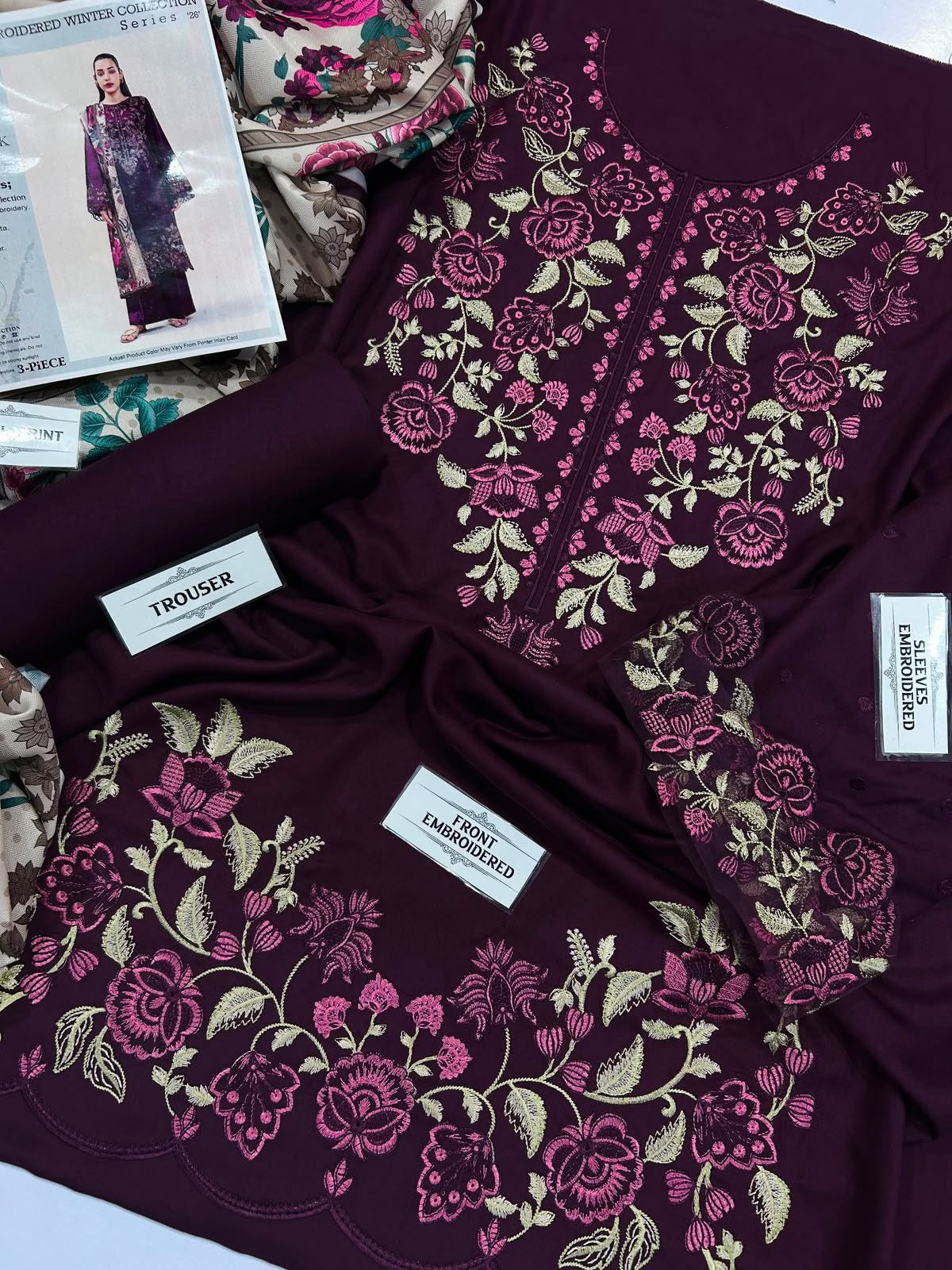 BECHTREE Premium Air-Jet Dhanak 3PC Winter Suit | Luxury Embroidered Collection 2026-27