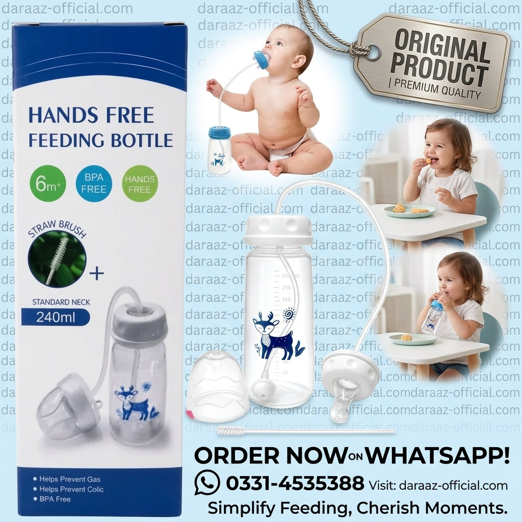 Hands-Free Feeding Bottle – Easy & Stress-Free Baby Care!