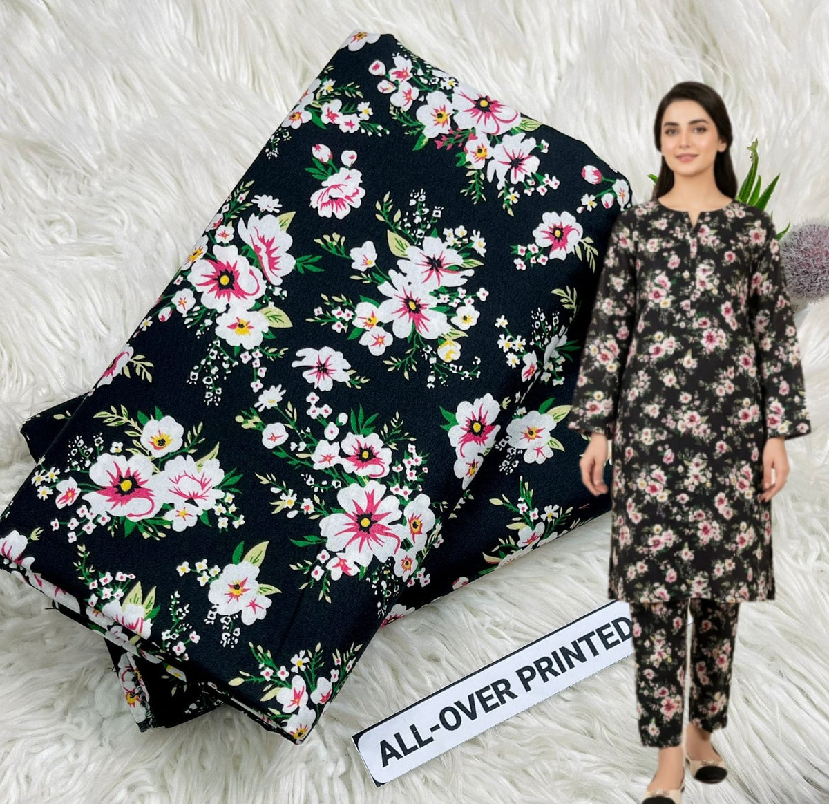 🌸 Floral Bloom Premium Digital Print 2PC Unstiched Suit| Summer Collection 2026 | Elegant Poly Cotton