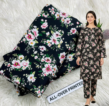 🌸 Floral Bloom Premium Digital Print 2PC Unstiched Suit| Summer Collection 2026 | Elegant Poly Cotton