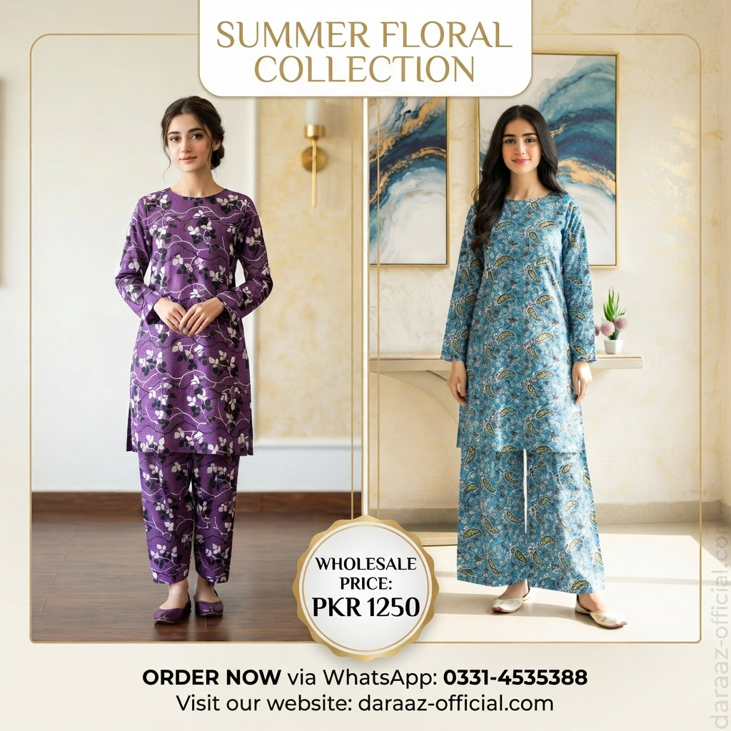 Floral Elegance Printed 2-Piece Women's Suit | Premium Lawn Collection | Stylish Casual & Summer Wear