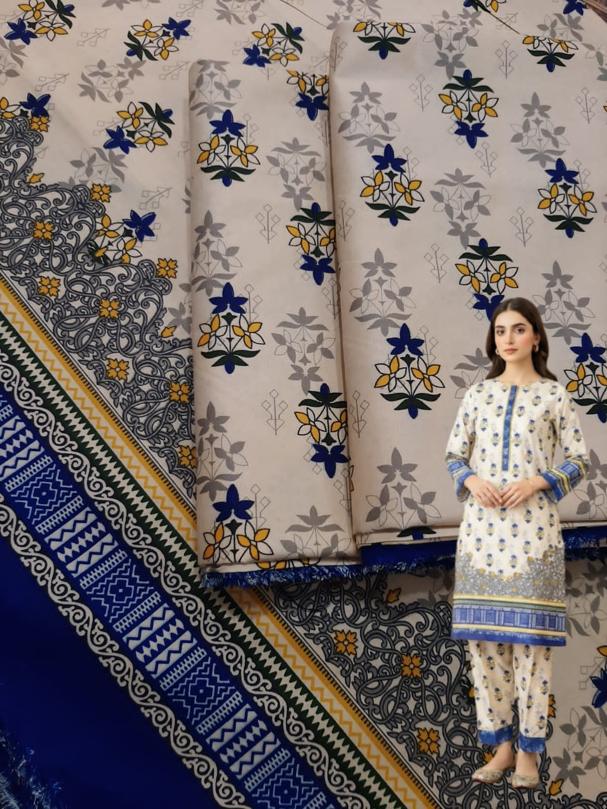 🌸 Floral Bloom Premium Digital Print 2PC Unstiched Suit| Summer Collection 2026 | Elegant Poly Cotton