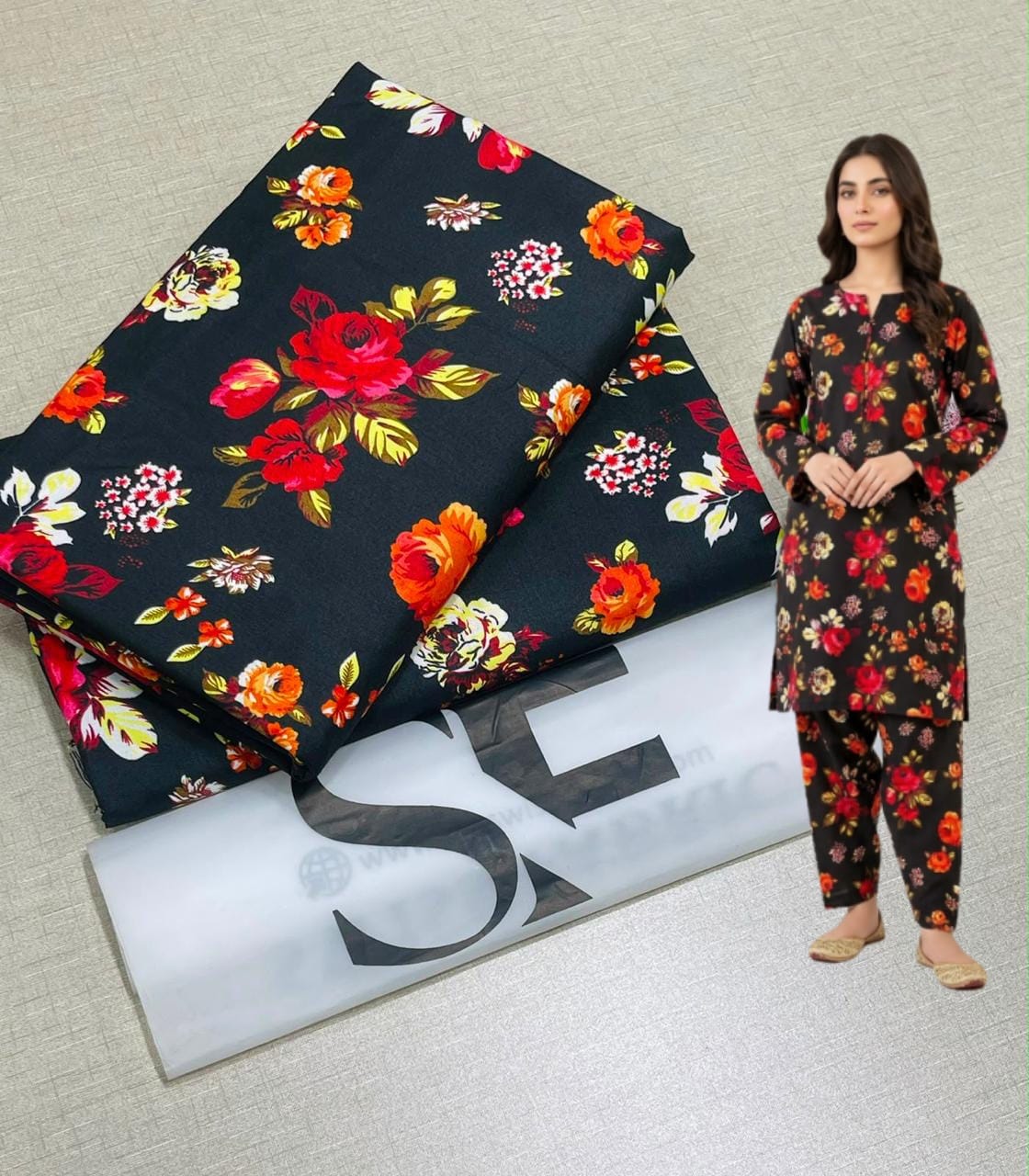 🌸 Floral Bloom Premium Digital Print 2PC Unstiched Suit| Summer Collection 2026 | Elegant Poly Cotton