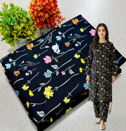 🌸 Floral Bloom Premium Digital Print 2PC Unstiched Suit| Summer Collection 2026 | Elegant Poly Cotton