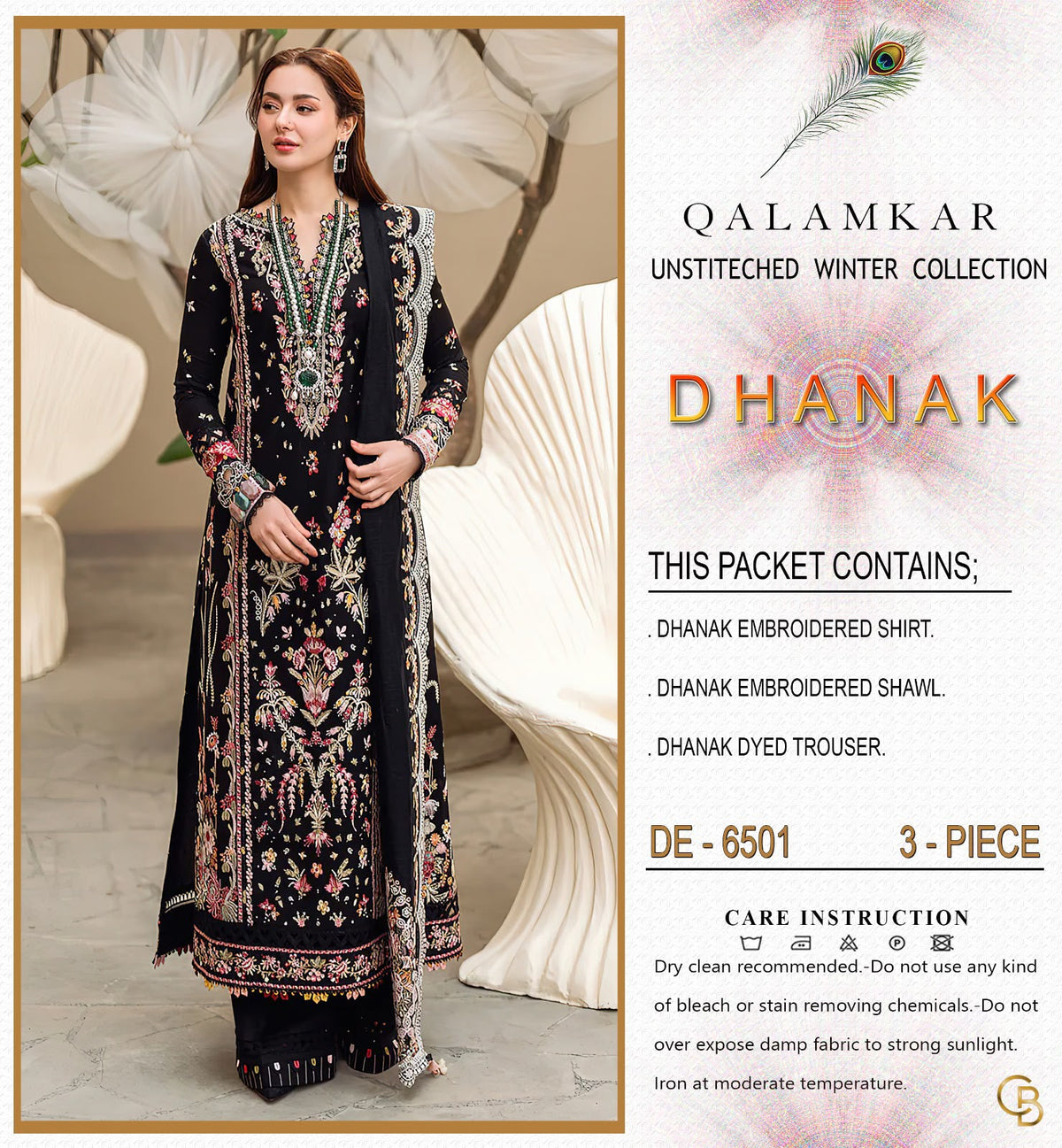 Qalamkar 6501 Premium Winter Dhanak Collection 2026–27 | Heavy Embroidered 3-Piece Suit
