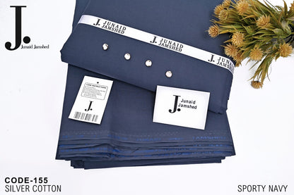 J. Men Unstitched Premium Hard Cotton Suit - 4.5M Sporty  Fabric with Fancy Buttons