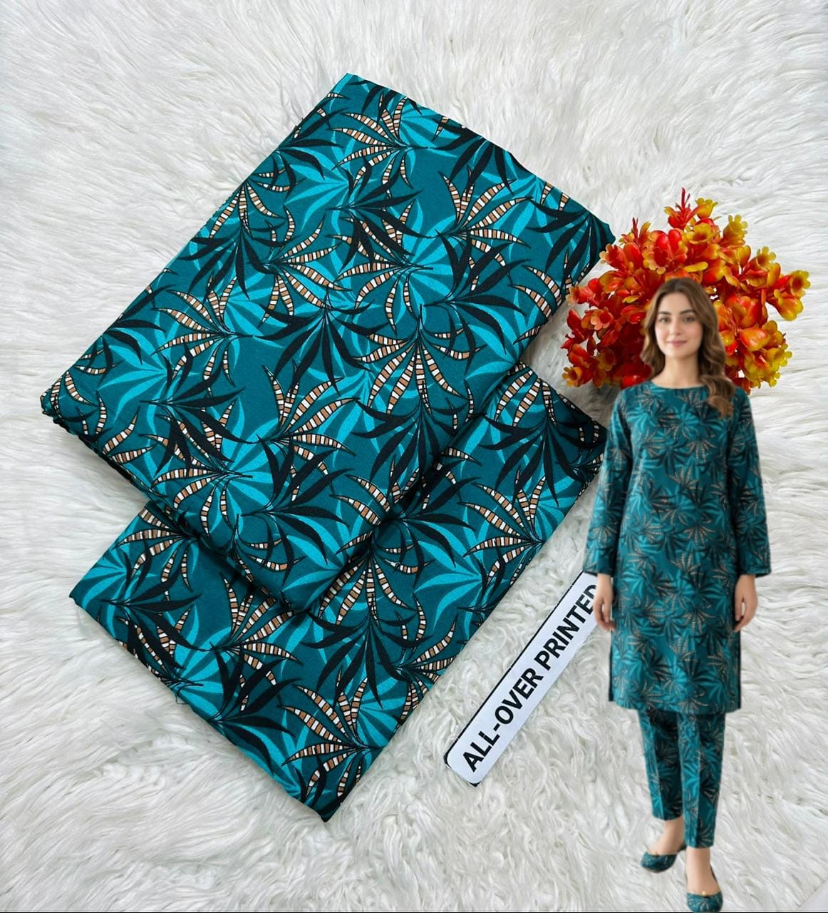 🌸 Floral Bloom Premium Digital Print 2PC Unstiched Suit| Summer Collection 2026 | Elegant Poly Cotton