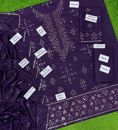 Jazmin Dhanak Volume 2026 Stitched 3PC Suit | Premium Airjet Dhanak Embroidered Dress with Ready-to-Wear Shawl Dupatta