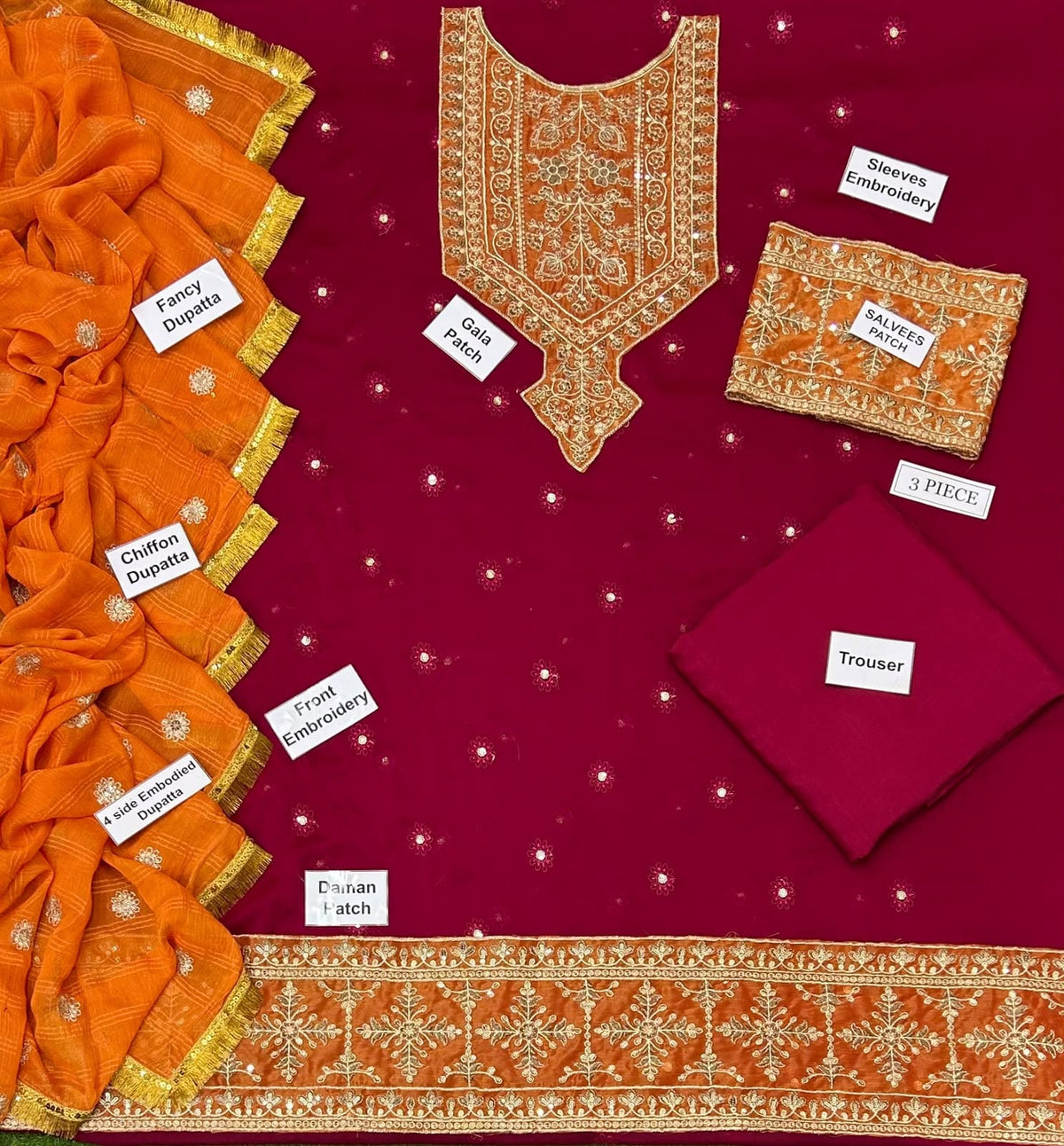 Zainab Chottani Fine Quality Chiffon Collection 2026 – 3 Piece Embroidered Suit (Rs. 6500)