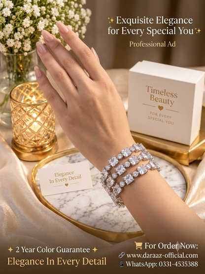 Luxury Gold Plated Crystal Bangles Set for Women – 2 Year Color Guarantee | Elegant Jewellery Collection