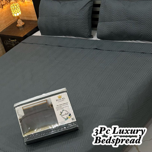 Luxury Plain Micro Cotton Bedspread | King Size Double Bed Comforter Set with 2 Quilted Pillow Covers & Ultrasonic Pattern