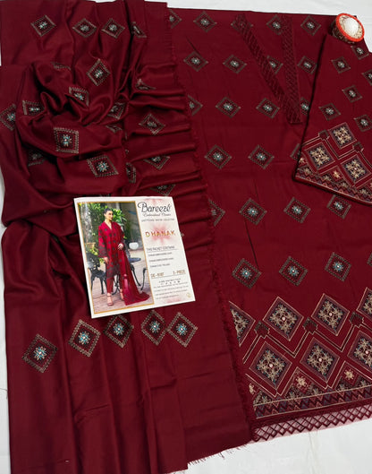 Bareeze 6187 Premium Winter Dhanak Collection 2026–27 | Heavy Embroidered 3-Piece Suit | Premium Shawl & Dyed Trouser