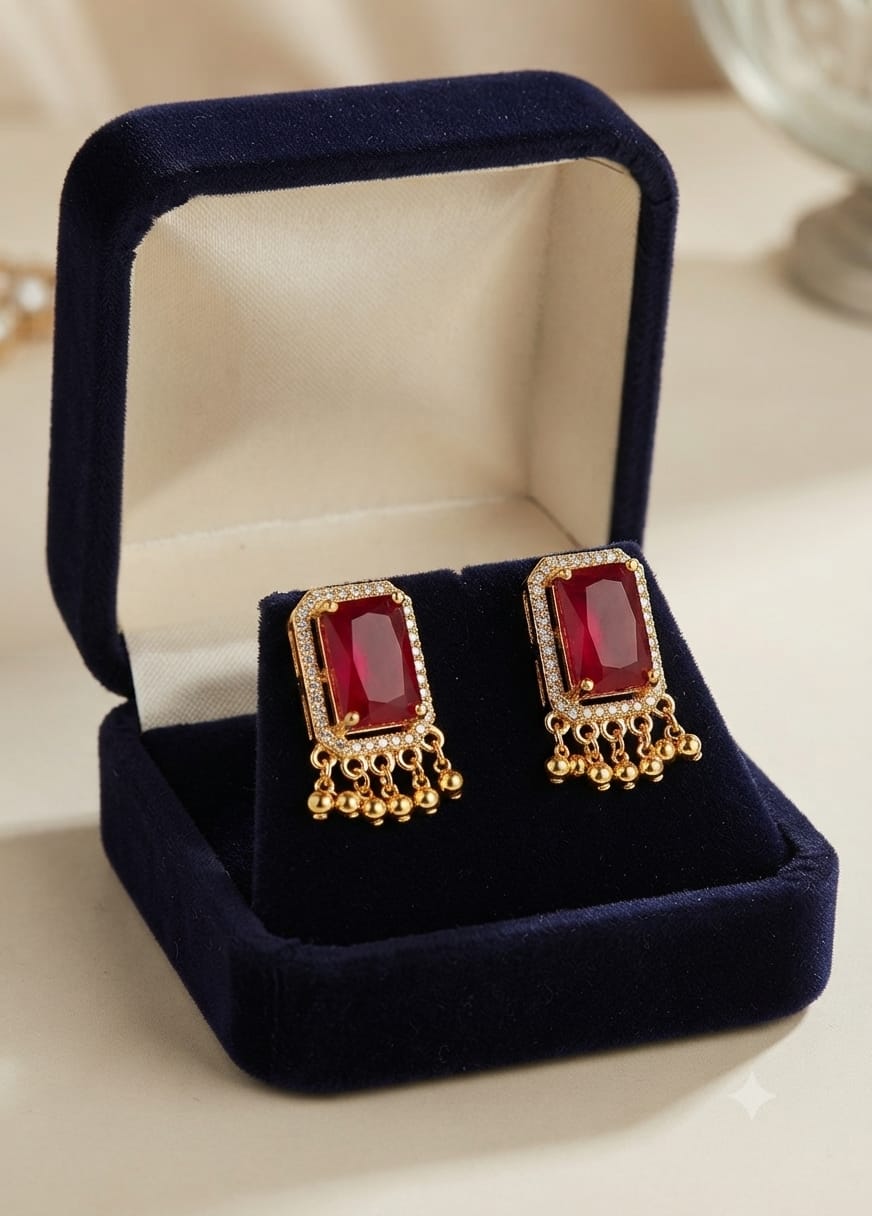 Royal Ruby Statement Earrings: Premium Handcrafted Gemstone Collection