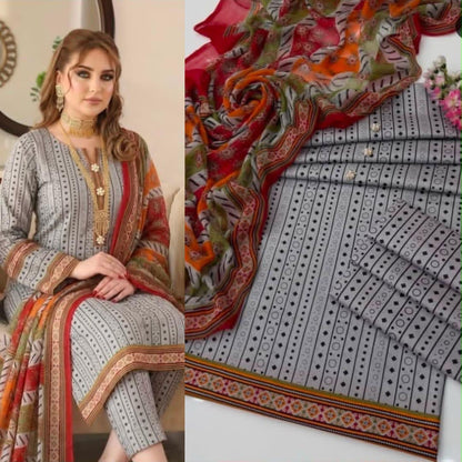 Lulusar Silk 3PC Unstitched Dress 2K26 | Premium Shamose Silk Digital Printed Collection | Printed Shirt, Dyed Trouser & Silk Dupatta