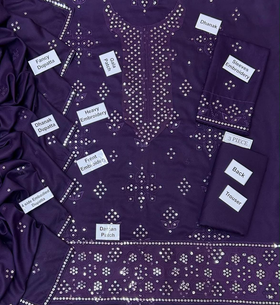 Jazmin Dhanak Volume 2026 Stitched 3PC Suit | Premium Airjet Dhanak Embroidered Dress with Ready-to-Wear Shawl Dupatta