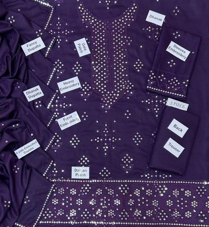 Jazmin Dhanak Volume 2026 Stitched 3PC Suit | Premium Airjet Dhanak Embroidered Dress with Ready-to-Wear Shawl Dupatta