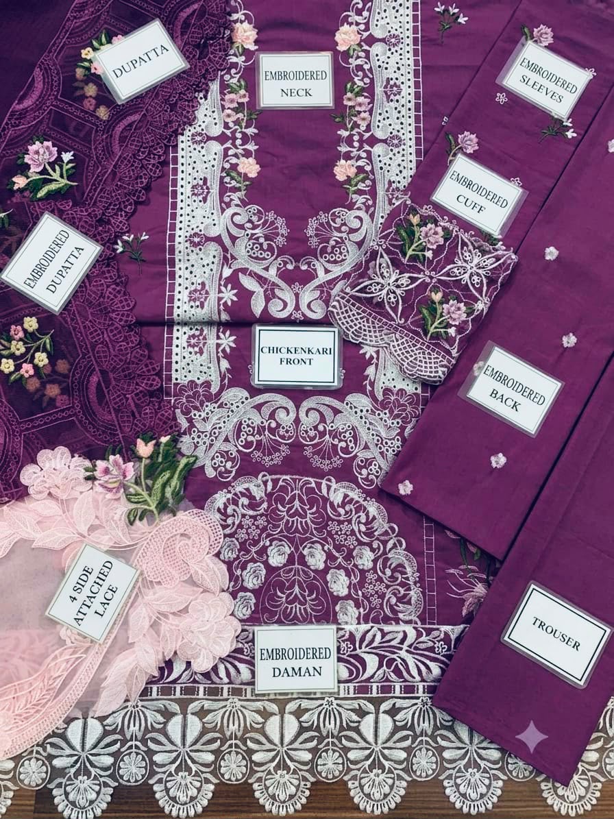 ELAF Premium Chickenkari Collection 2026 | 3Pc Heavy Embroidered Lawn Suit with Khaddi Net Dupatta