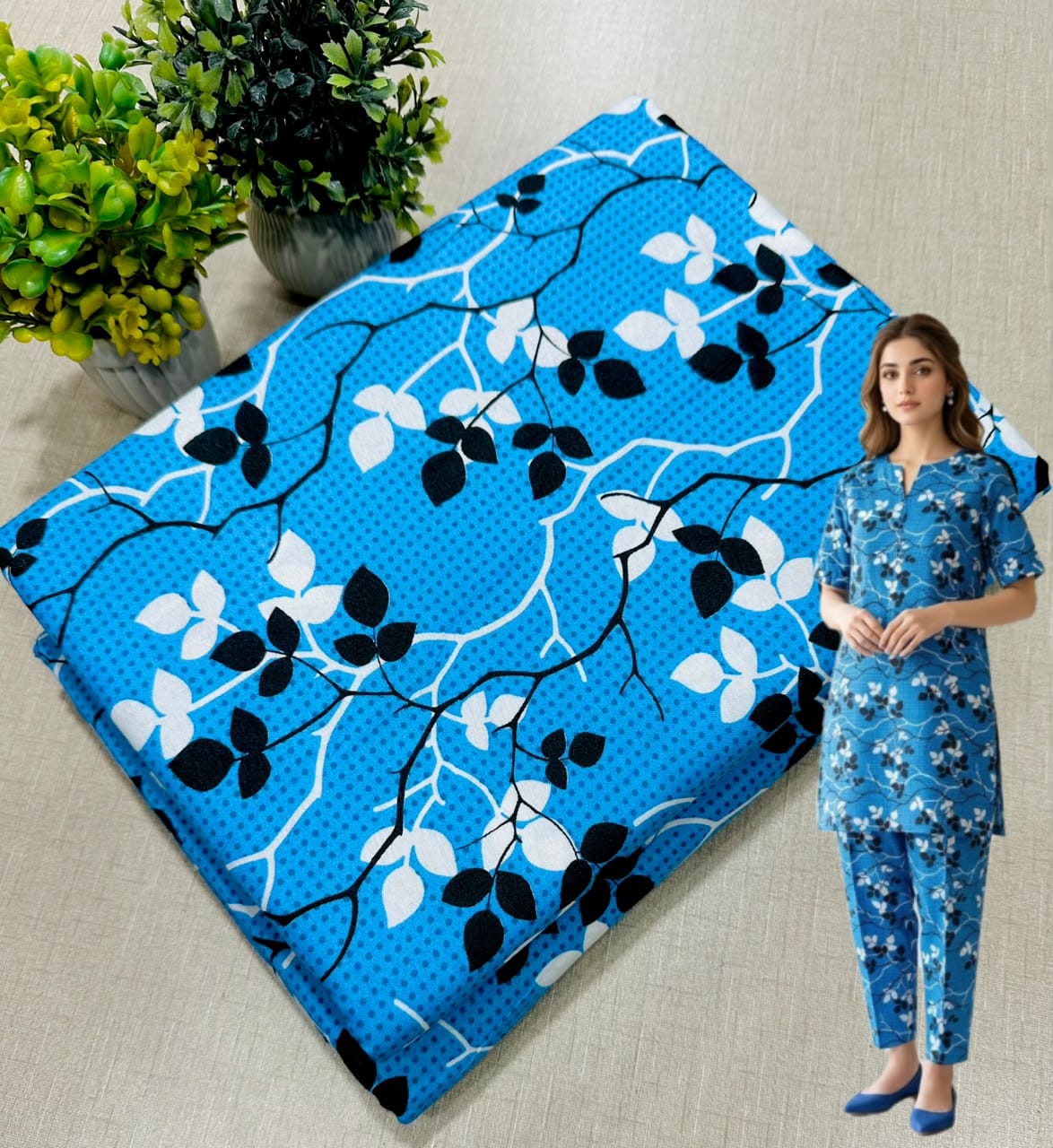 🌸 Floral Bloom Premium Digital Print 2PC Unstiched Suit| Summer Collection 2026 | Elegant Poly Cotton