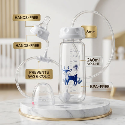 Hands-Free Feeding Bottle – Easy & Stress-Free Baby Care!