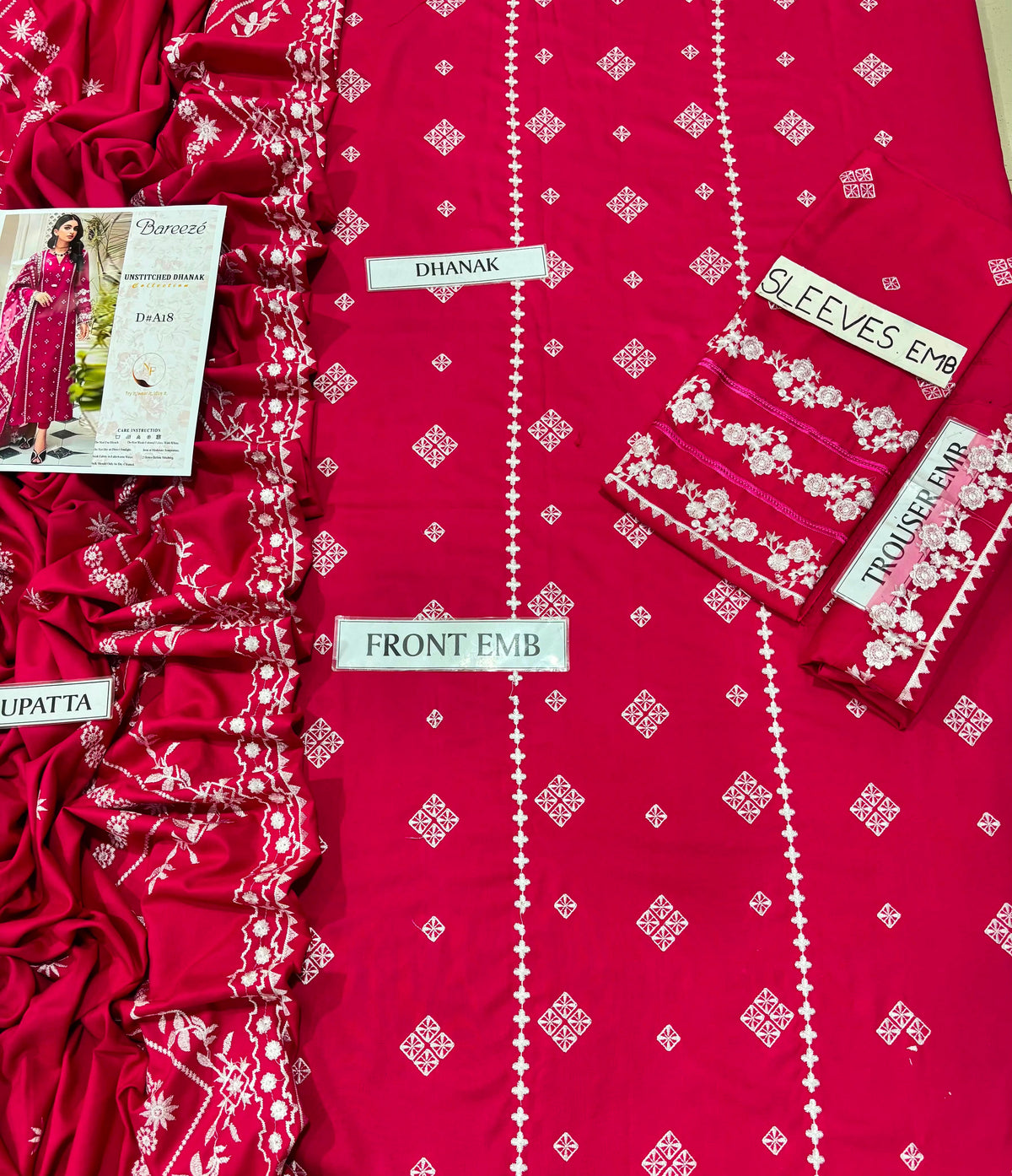 BAREEZE Premium Pure Dhanak 3PC Embroidered Suit | Heavy Thread Embroidery with Dhanak Shawl | Winter Collection 2026–27