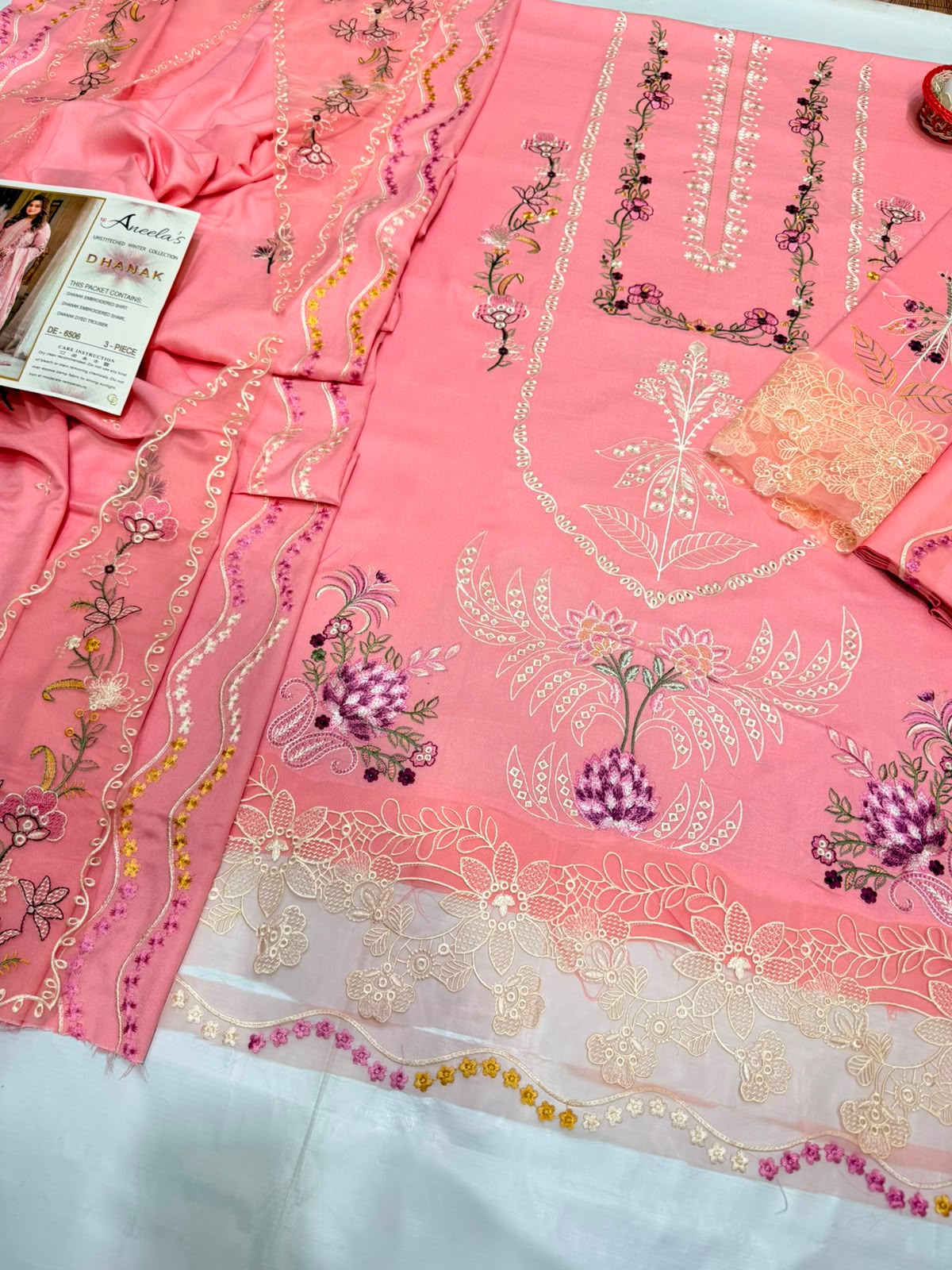 Aneela’s 6506 Premium Winter Dhanak Collection 2026–27 | Heavy Embroidered 3-Piece Suit with Shawl