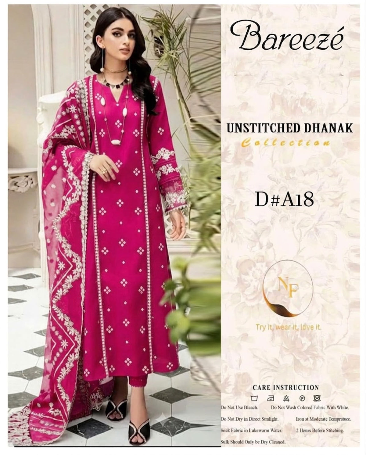 BAREEZE Premium Pure Dhanak 3PC Embroidered Suit | Heavy Thread Embroidery with Dhanak Shawl | Winter Collection 2026–27
