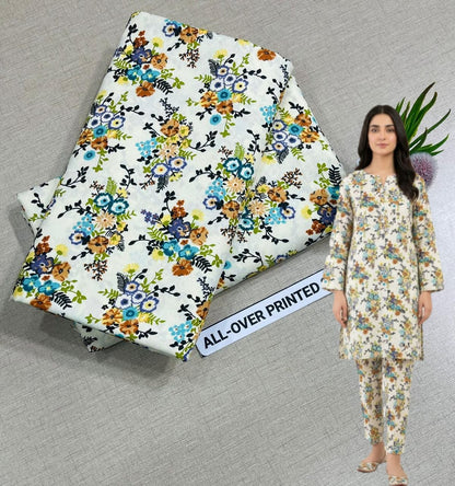 🌸 Floral Bloom Premium Digital Print 2PC Unstiched Suit| Summer Collection 2026 | Elegant Poly Cotton