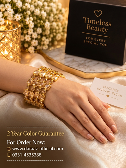 Luxury Gold Plated Crystal Bangles Set for Women – 2 Year Color Guarantee | Elegant Jewellery Collection