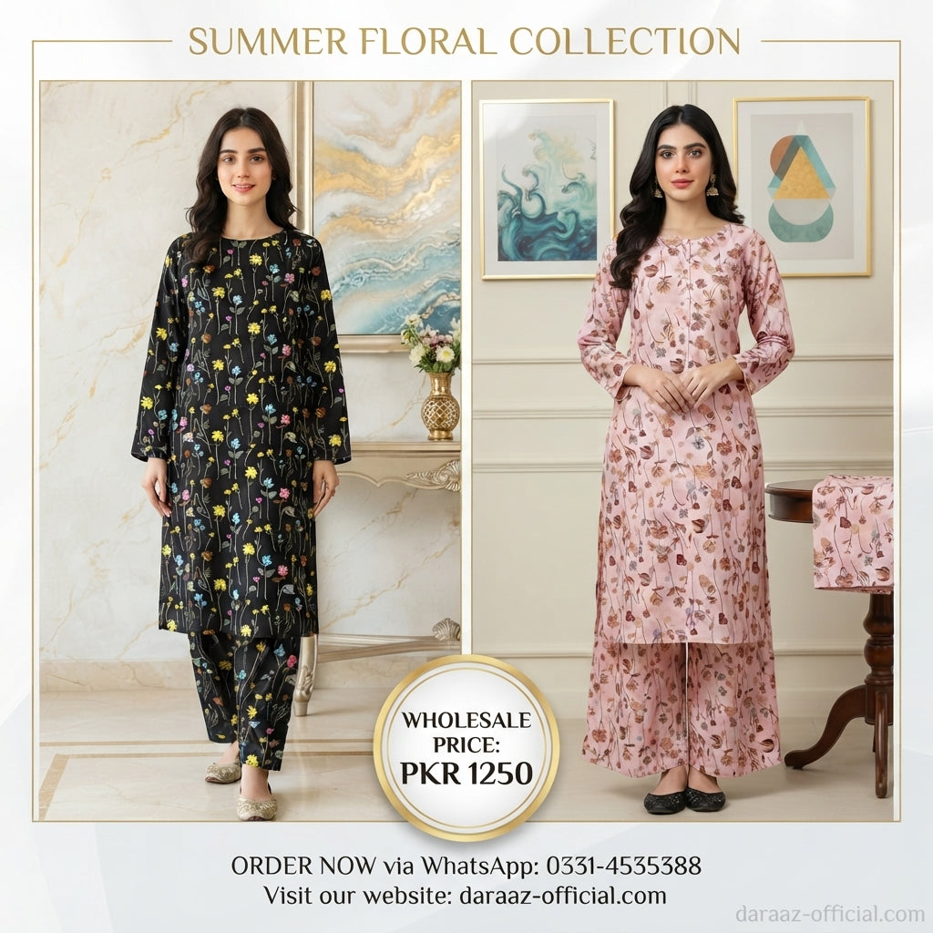 Floral Elegance Printed 2-Piece Women's Suit | Premium Lawn Collection | Stylish Casual & Summer Wear