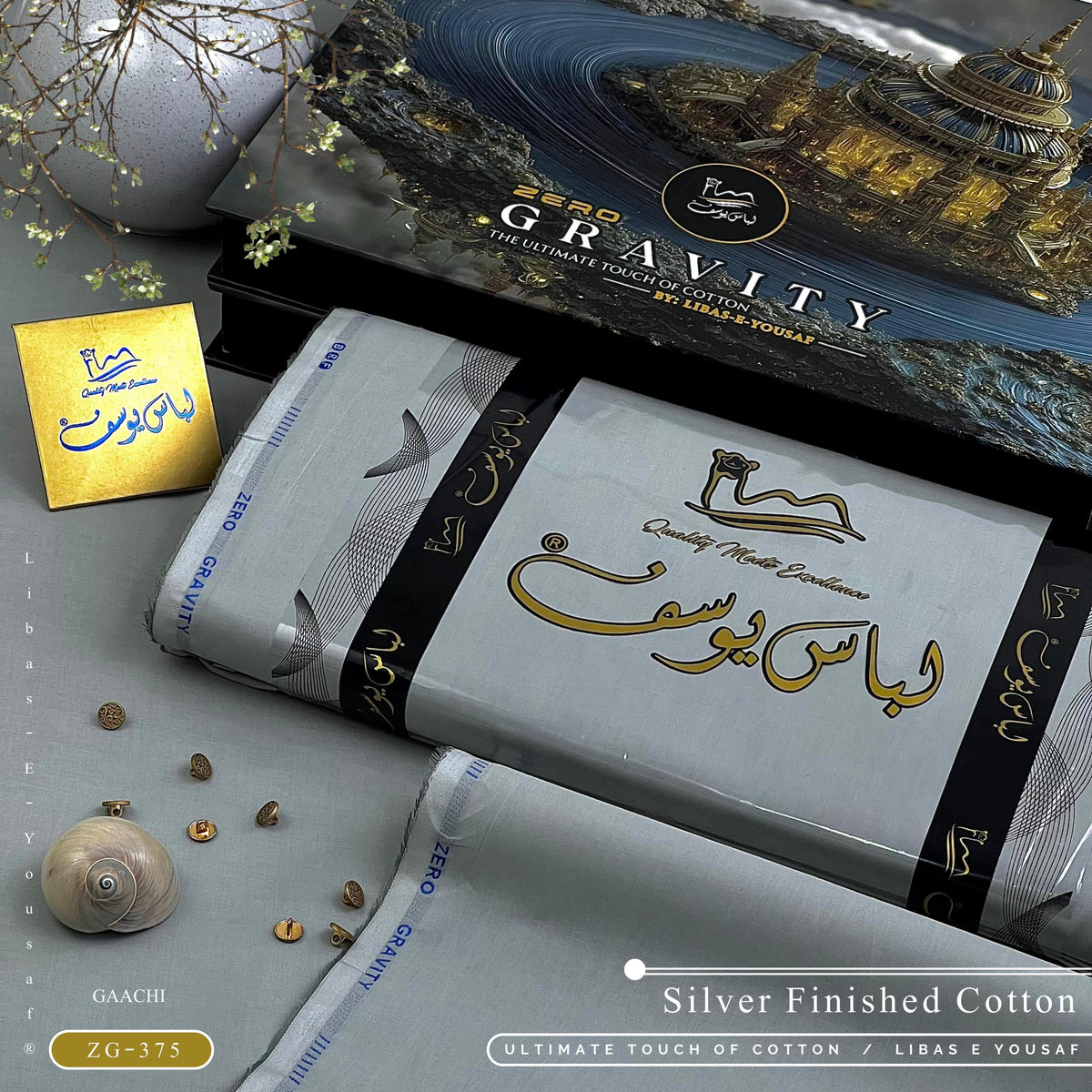 Libas-e-Yousaf Zero Gravity Cotton – Ultra Premium Summer Unstitched Collection (With Luxury Box & Metal Buttons)