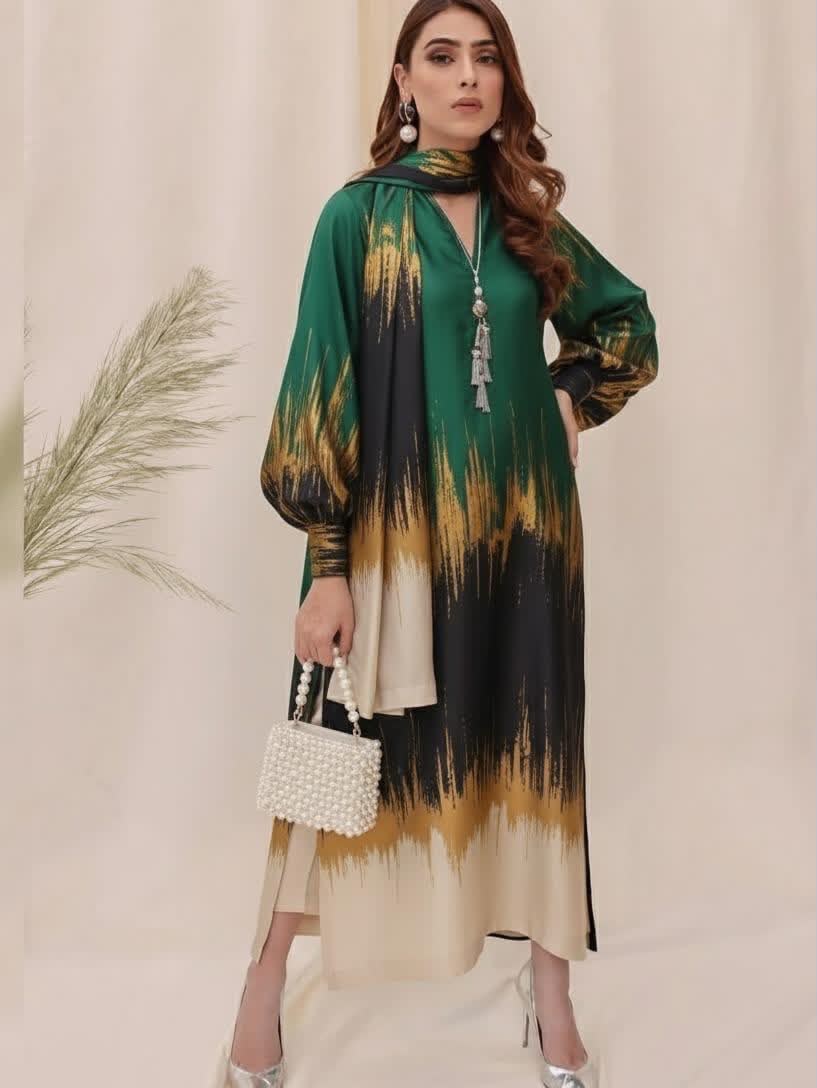 Lulusar Silk 3PC Unstitched Dress 2K26 | Premium Shamose Silk Digital Printed Collection | Printed Shirt, Dyed Trouser & Silk Dupatta