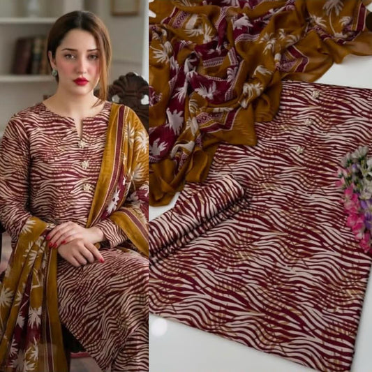🌸 LULUSAR Premium Shamooz Silk 3PC Unstiched Suit| Digital Printed Luxury Collection 2026 🌸