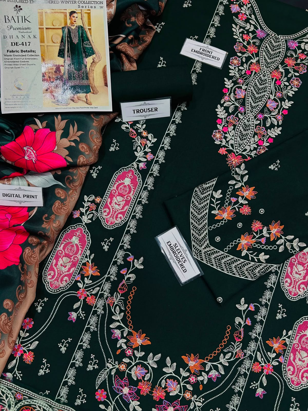 BAREEZE & BATIK Premium Winter Dhanak Collection 2026-27 | 3PC Heavy Embroidered Suits | Luxury Dhanak Shawl | PKR 7,000