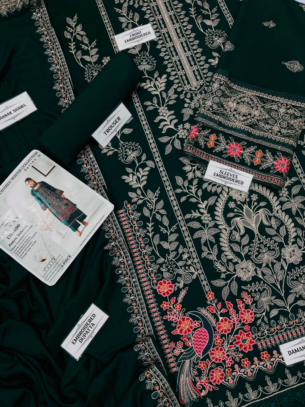 MARIA B Premium Dhanak 3PC Embroidered Suit | Winter Collection 2026-27
