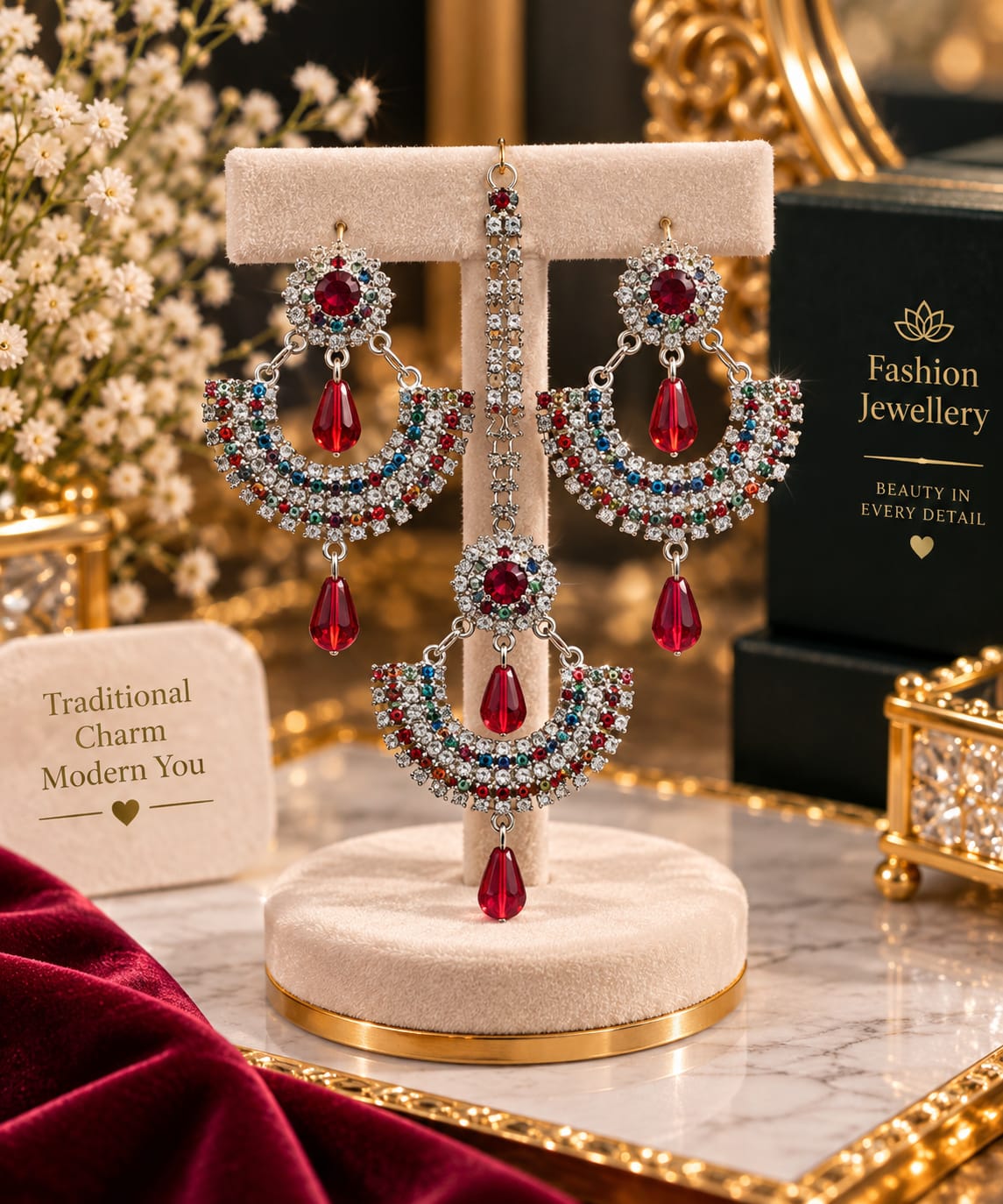 Elegant Black Crystal Gold-Plated Long Dangle Earrings for Women | Designer Party Wear Chandelier Earrings